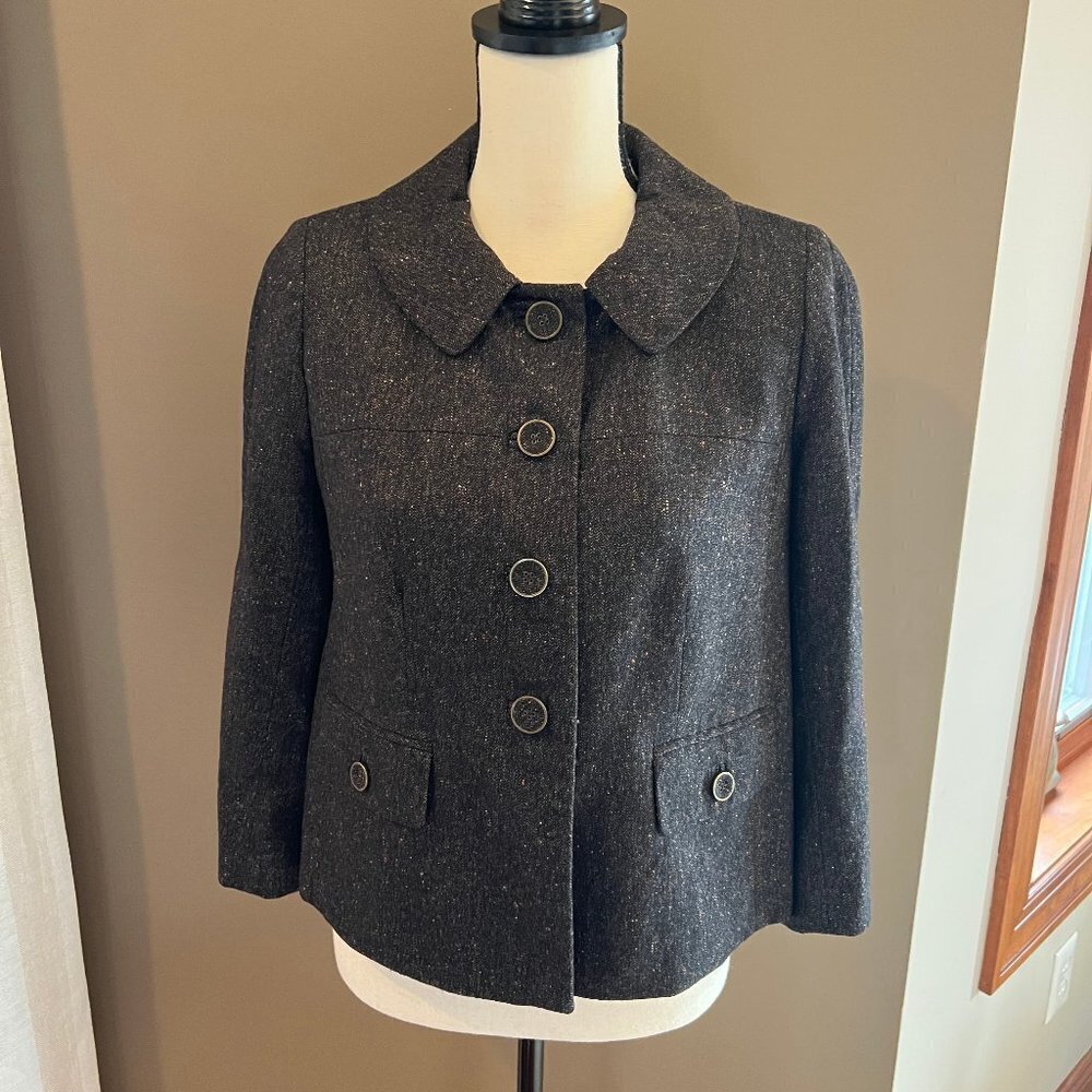 Ann Taylor LOFT wool jacket/blazer. Marled Dark Brown/Gray, Size 4